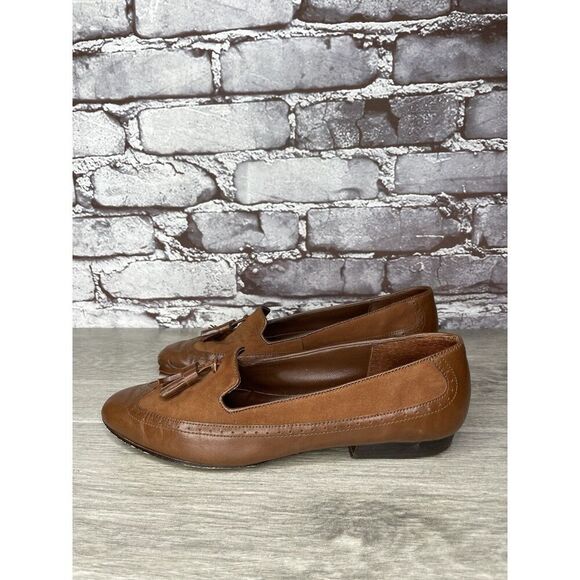 Cappagallo Brown Leather Wingtip Tassel Loafer Shoes Women Sz 6M US - Picture 1 of 16